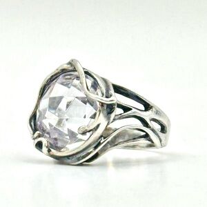 Paz Creations Sterling Silver & CZ Hand Crafted Ring Size 7